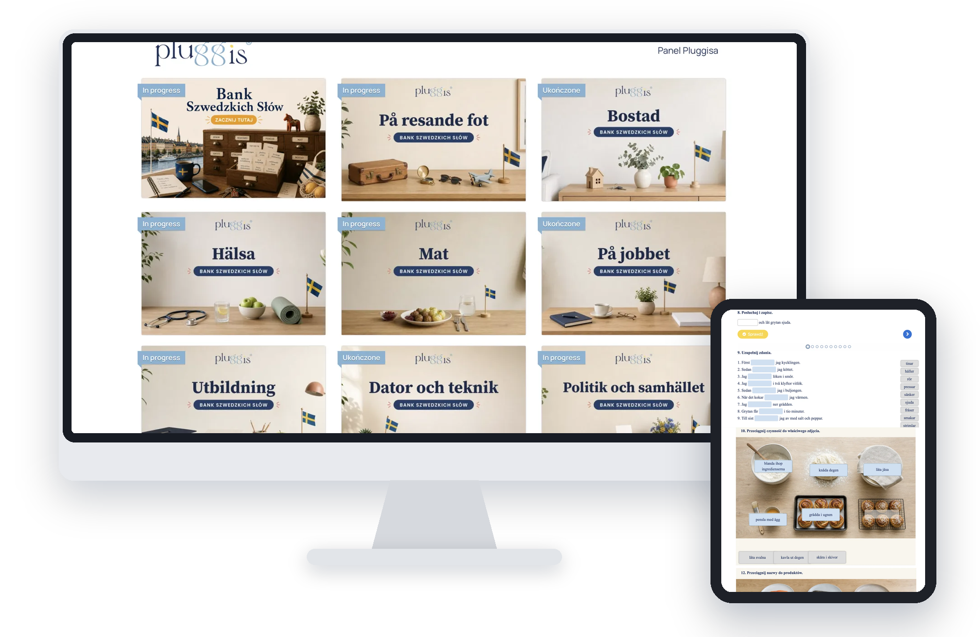Platforma Pluggis® – moduły Banku Szwedzkich Słów i ćwiczenia na tablecie